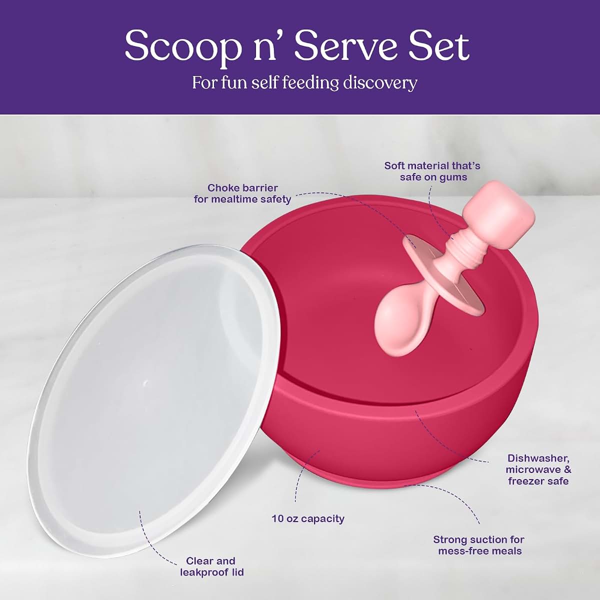 Suction Bowl Set with Lids and Spoons for Baby Feeding