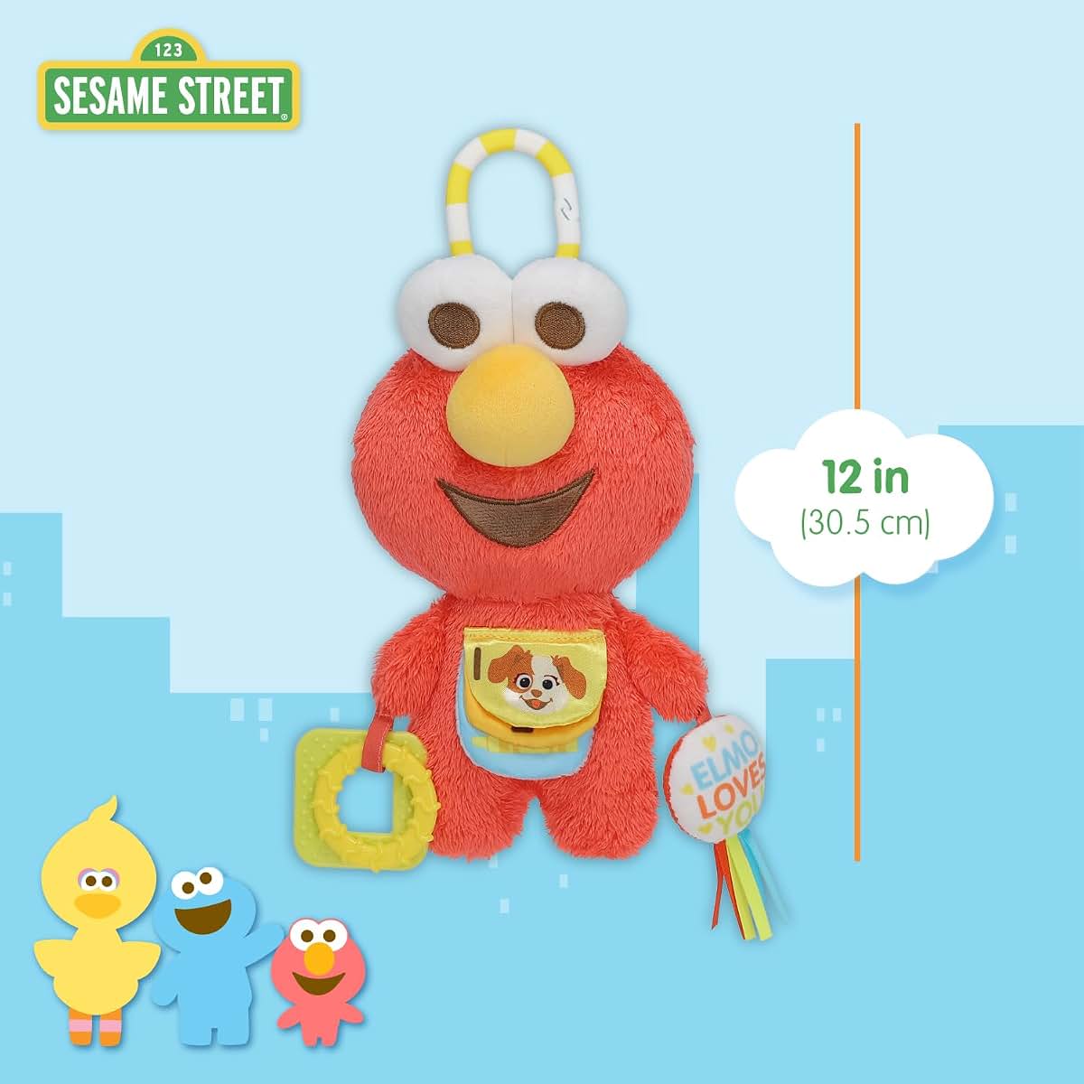 Sesame Street Elmo Activity Toy with Teether Rings and Sensory Sounds