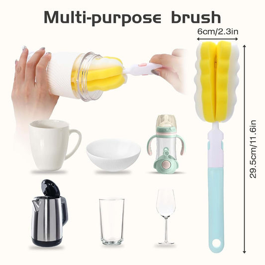 Maahongh Bottle Brush Sponge Set, 4-Piece Detachable Cleaning Tool