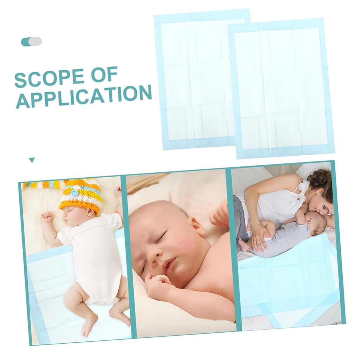 BESPORTBLE 10 Pack Disposable Newborn Changing Pads, Super Absorbent Cotton & PE, Sky Blue
