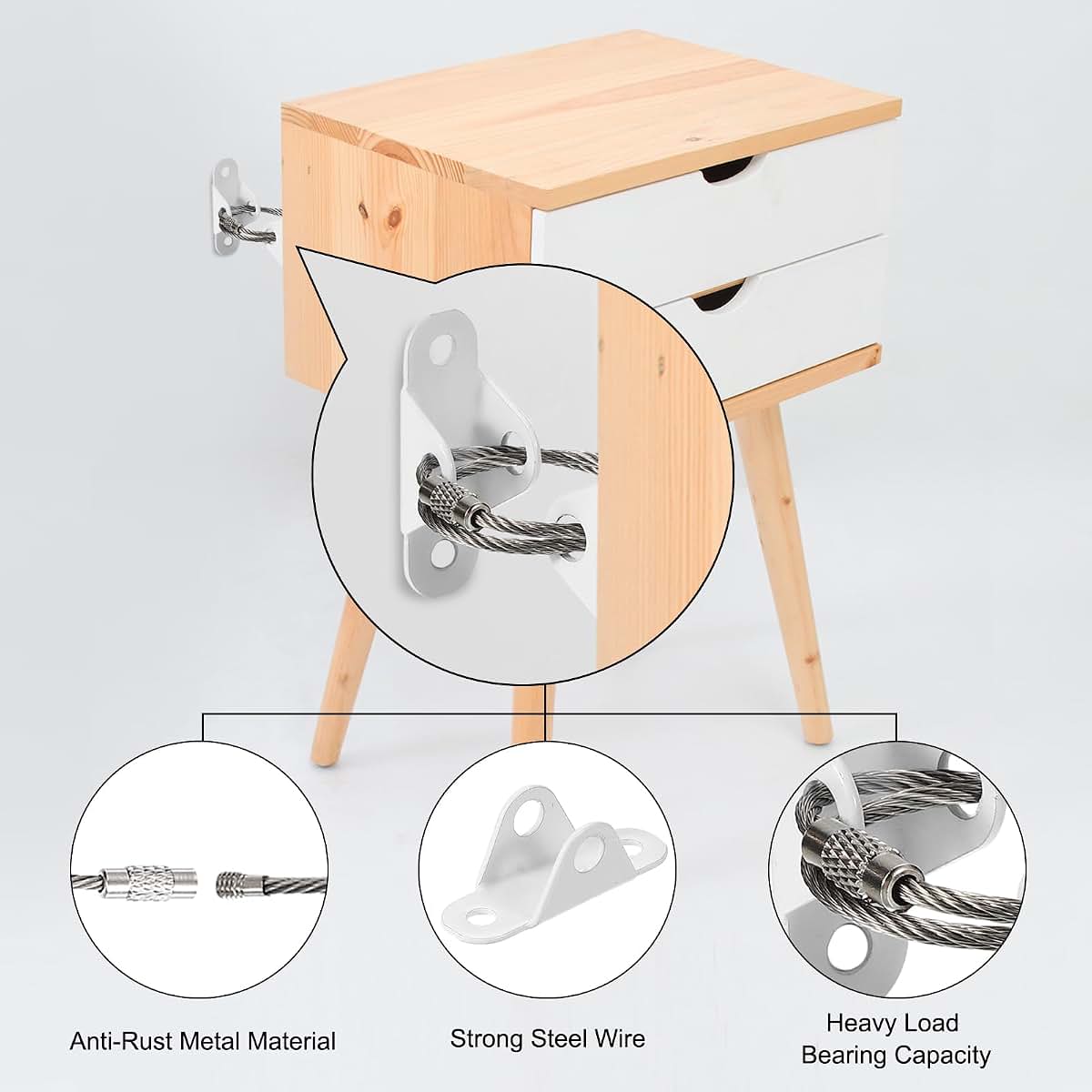Meccanixity Furniture Anchors - Stainless Steel Wall Securing Straps