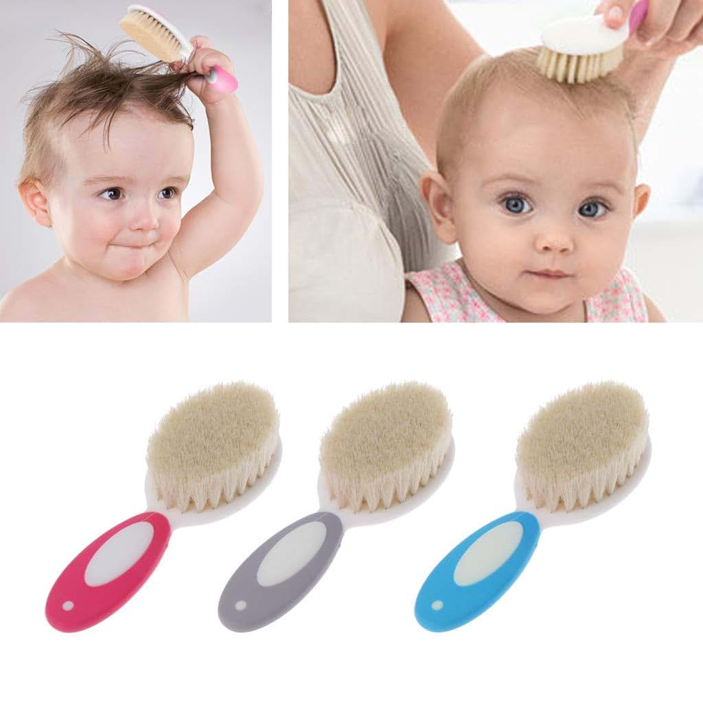 Ldabrye Natural Wool Soft Baby Brush Handle Brush Baby Hair Comb Infant Comb For Head For Head Massager Baby Hairbrush (photo 4)