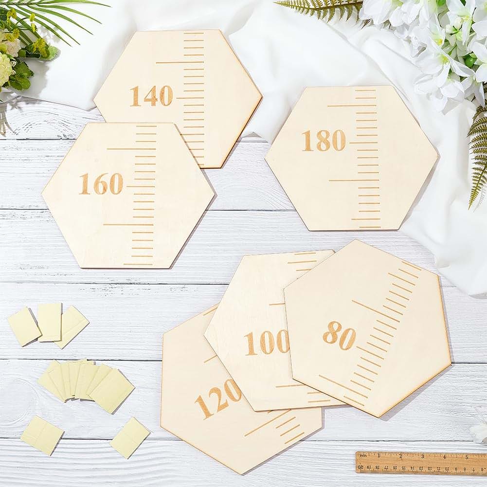Mayjoydiy Hexagon Wooden Growth Chart Ruler