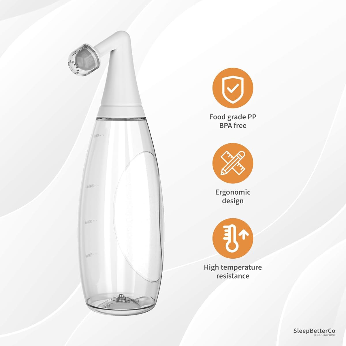 SleepBetterCo Nasal Irrigator Sinus Rinse Bottle Transparent Light-Grey (photo 4)