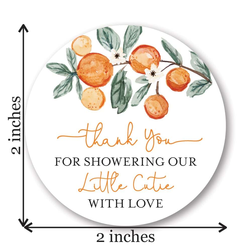 InvitationHouse Cutie Orange Baby Shower Thank You Favor Stickers, 2-Inch Round, 40 Labels (photo 2)