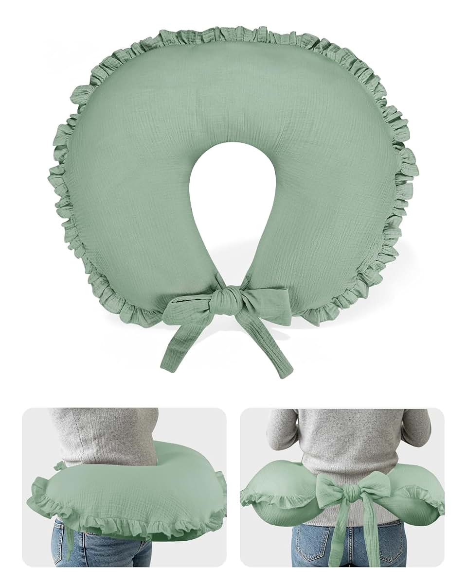 Muslin Nursing Pillow Cover, Soft & Breathable for Breastfeeding, Green(Only Cover)