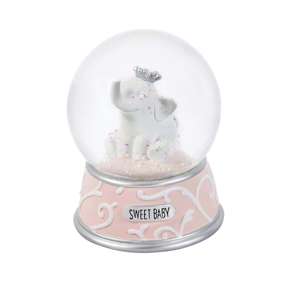 B.Boutique b. Boutique Sweet Baby Pink Elephant Keepsake Water and Glitter Globe with Music Box