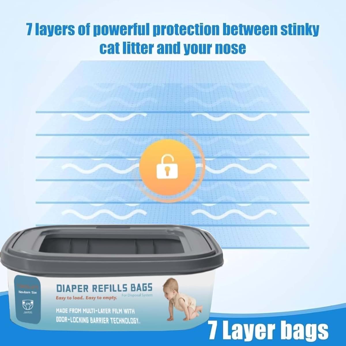 Kpptyty Standard Square Diaper Pail Refill Bags - 6 Pack (photo 4)