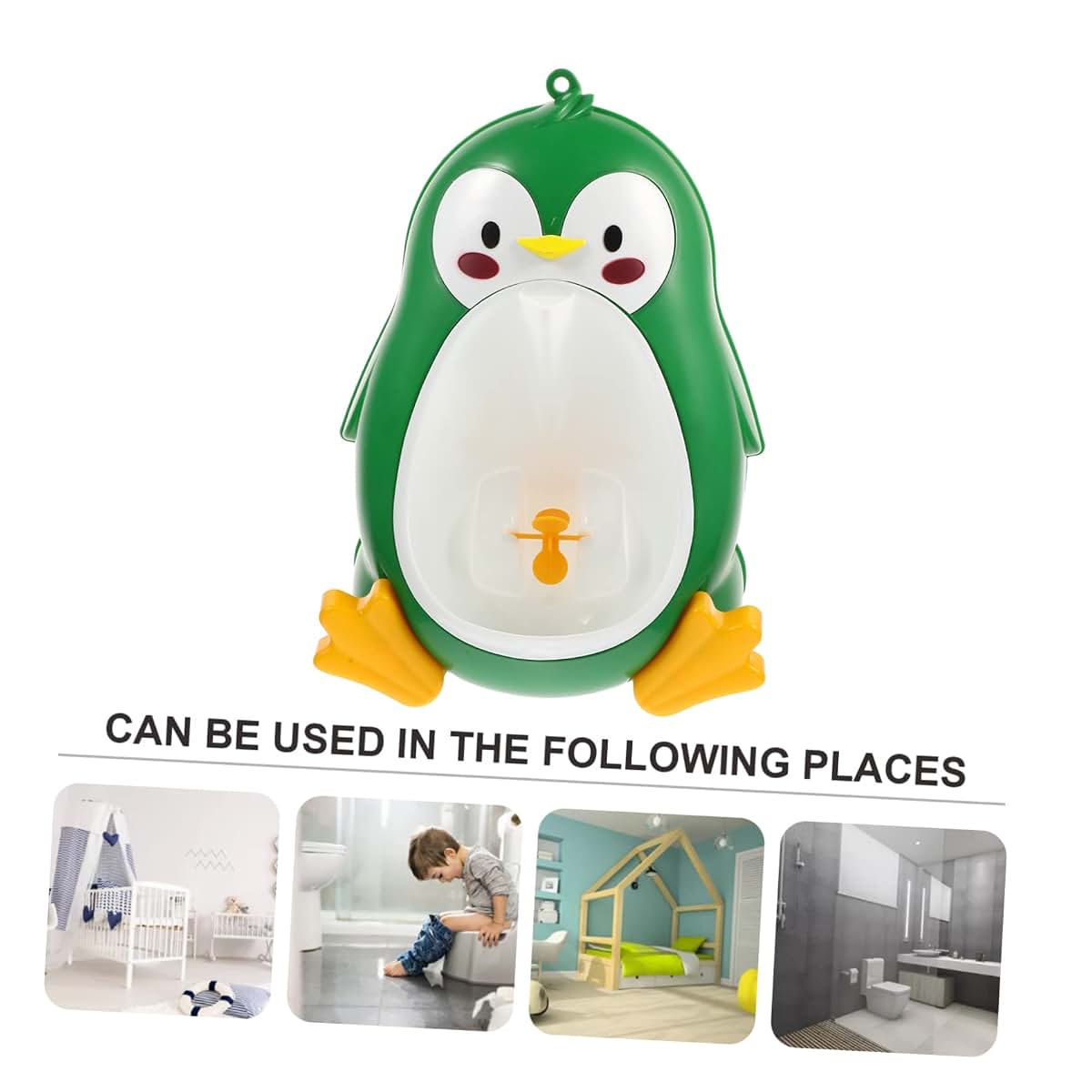 BabyOneStop Penguin Potty Training Urinal for Boys, Wall Mounted Adjustable Height, ABS, Green