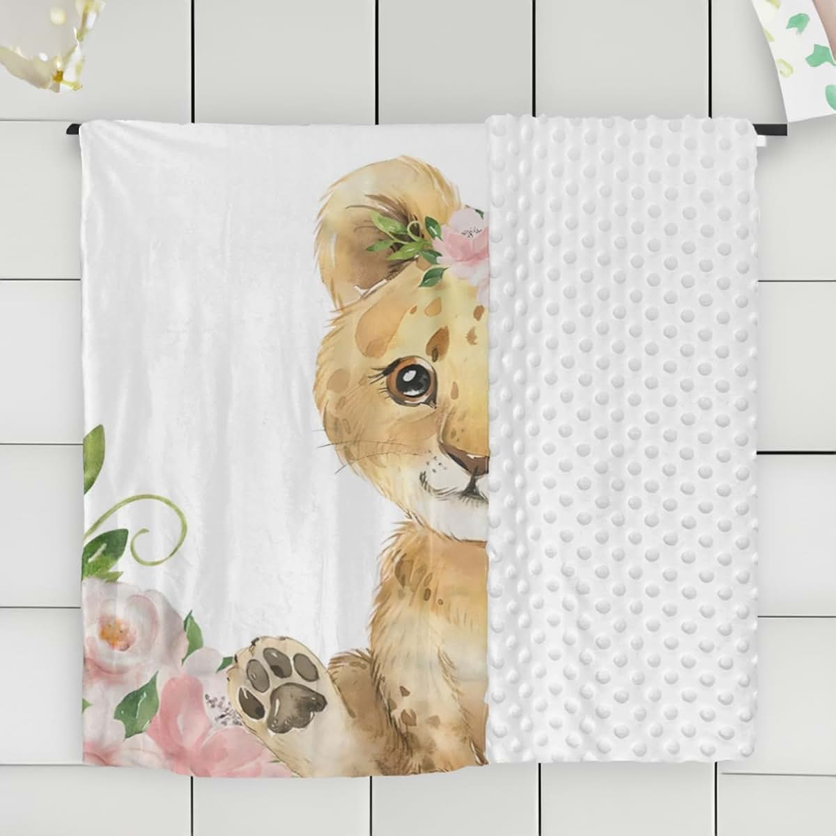 ZHOUSFK Personalized Baby Blanket for Girls Custom Baby Blanket with Name Elephant Floral Customized Baby Blanket Gifts (photo 4)