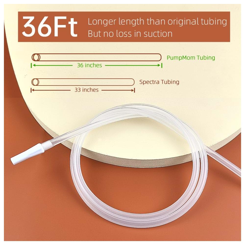 PumpMom Replacement Tubing for Spectra Synergy Gold and Dual Compact Breast Pumps, 36 Inch Silicone, 2-Pack