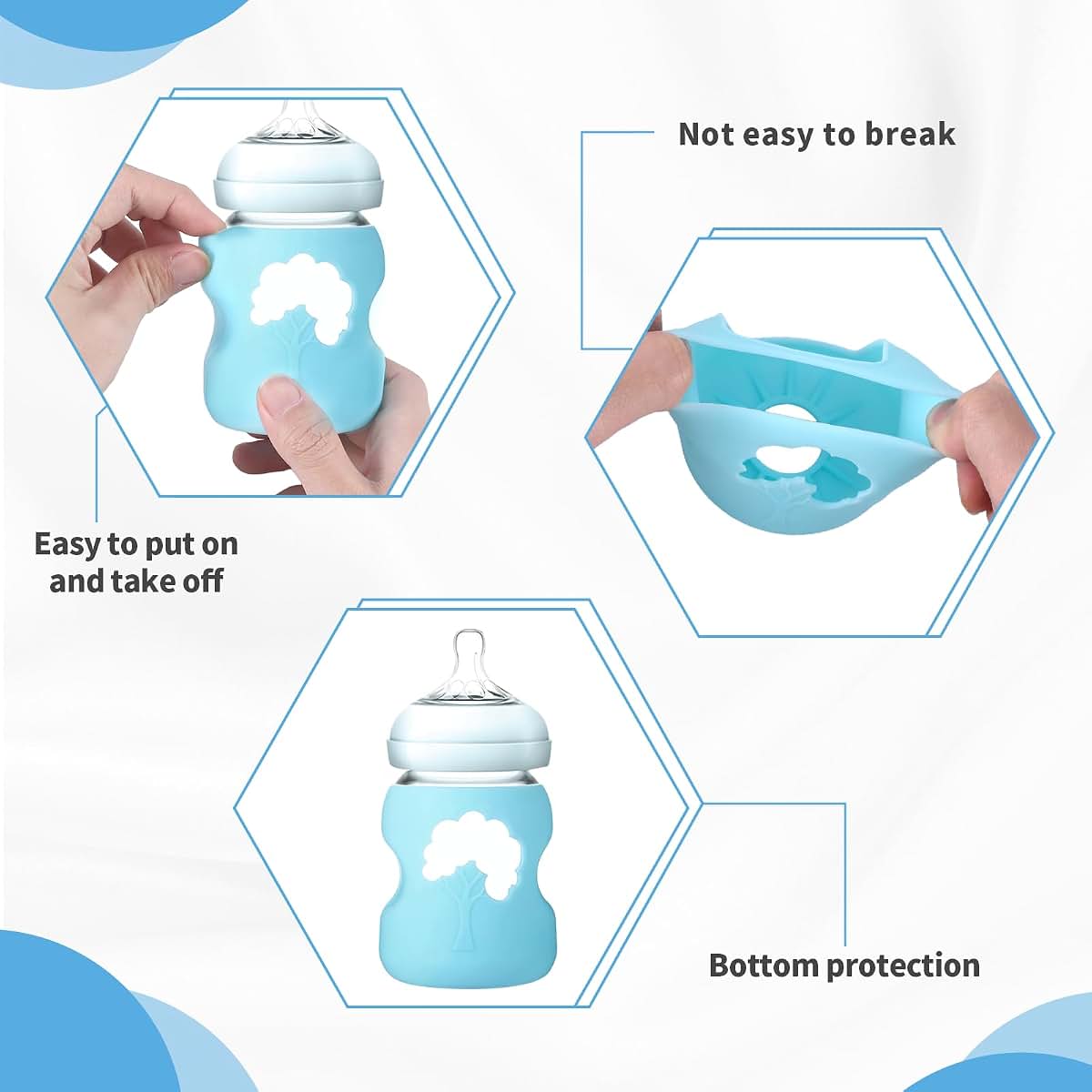 EeYahYong 3 Pack Silicone Sleeve for Dr. Brown Natural Glass Baby Bottles, Anti-Shatter Baby Bottle Holder, Compatible (photo 4)