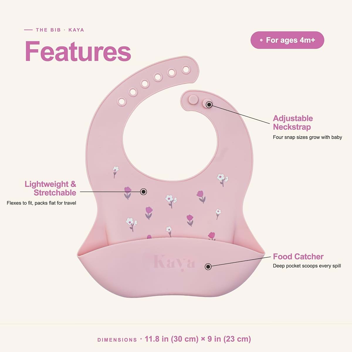 Kaya Silicone Bib Pack of 2 for Mess-Free Mealtime Cleanup