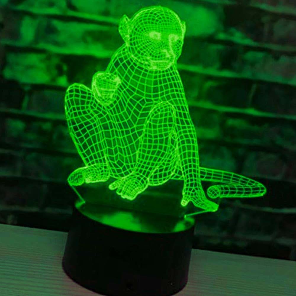 Jinnwell 3D Monkey Night Light Lamp Illusion Led 7 Color Changing Touch Switch (photo 3)