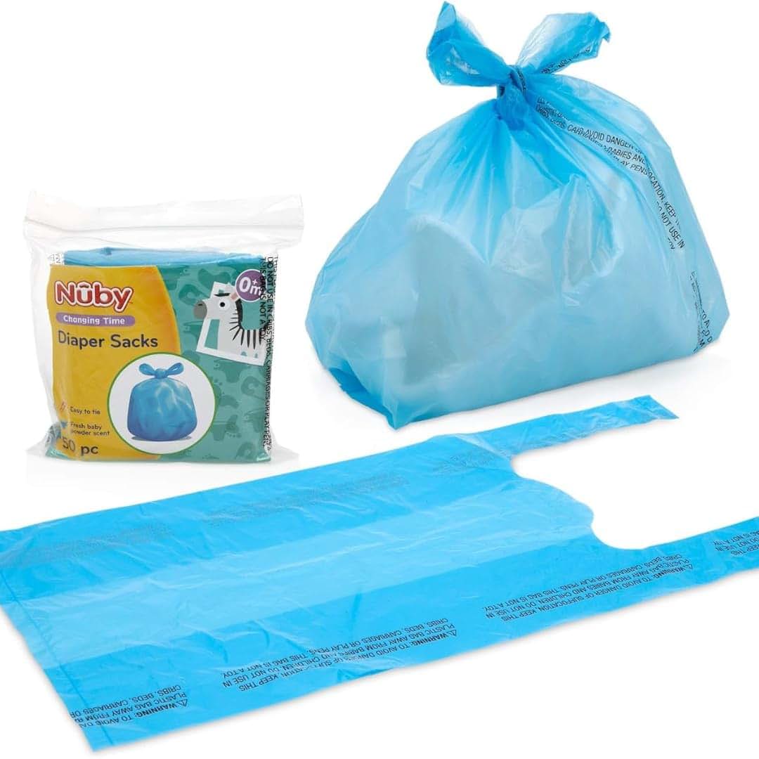 Munchkin Diaper Pail Refill Rings 6 Pack + Nuby Diaper Sacks 50 Count, Odor Control