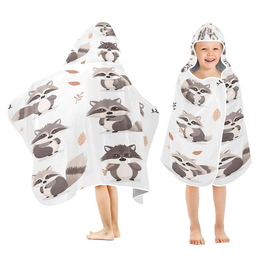 Kigai Cute Raccoon Hooded Baby Towel, 50x23.5 Inch Ultra Soft Absorbent Bath Towel for Newborn Infant Toddler