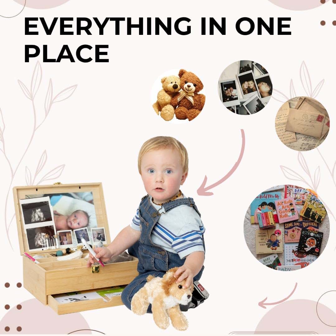 The Conscious Mom Bamboo Baby Keepsake Box with 5 Memory Items