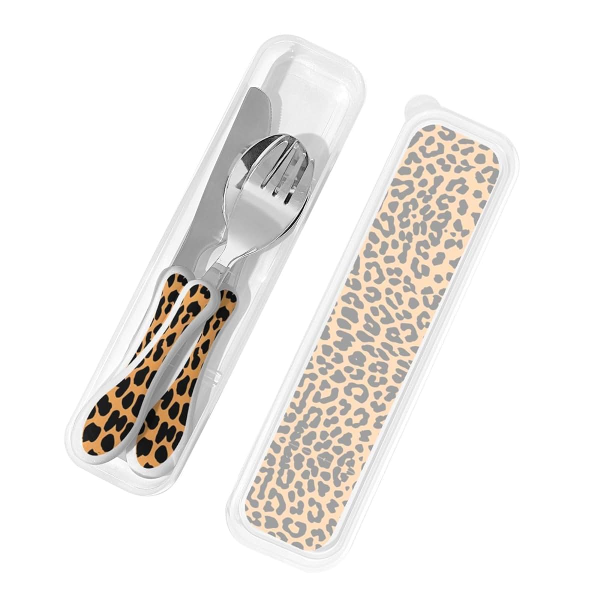 SSYGHT Leopard print Print Knife, Fork and Spoon Set - Stainless Steel Flatware Set, Silicone Handle, Durable Kitchen