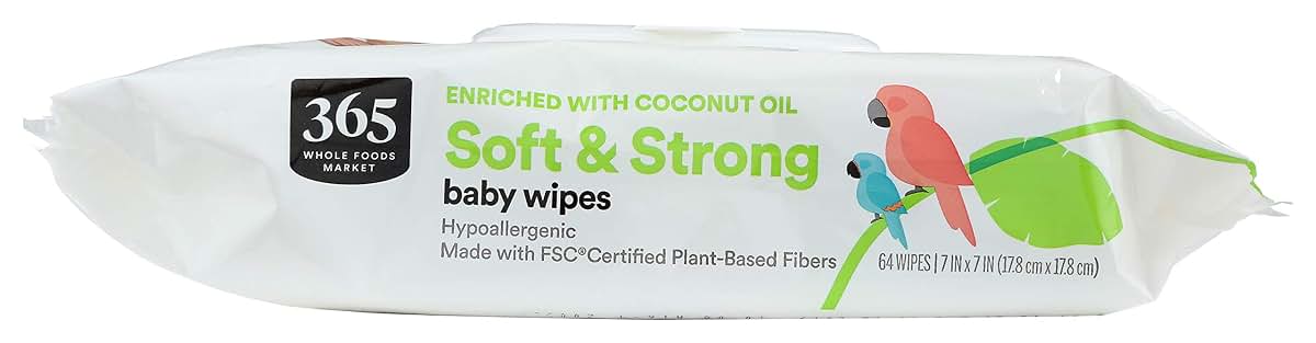 365 by Whole Foods Market Coconut Baby Wipes, 64 Count, Pack of 3
