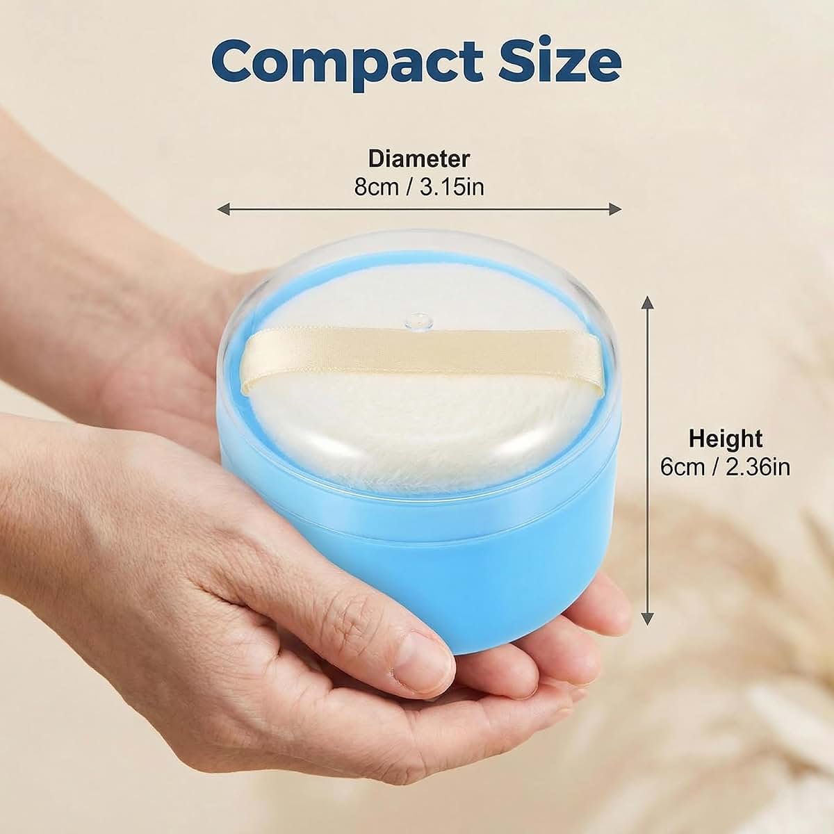 Blue Plastic Talcum Powder Container with Sifter and Puff
