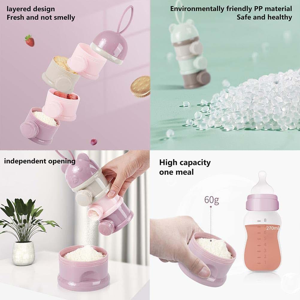 Enfudid Portable Milk Powder Dispensers Pot, 4 Layer Formula Milk Storage Container Portable Food Storage Containers (photo 4)