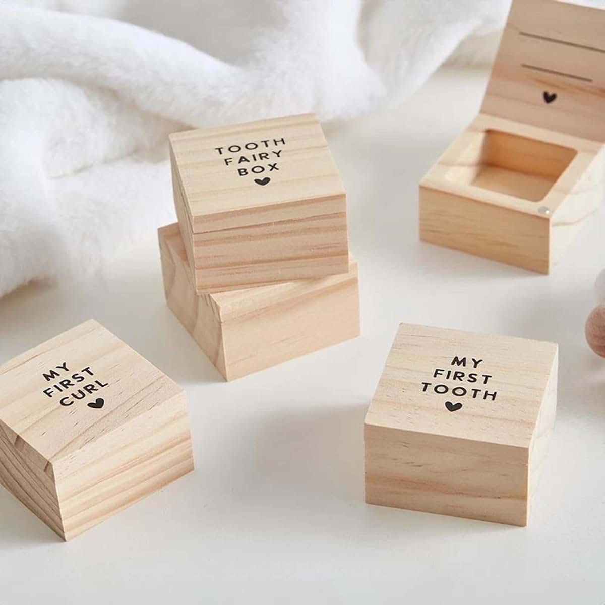 Stephan Baby Keepsake Box Pine Wood Memory Storage Case for Infant Tooth Gift 2", Tooth Fairy Box (photo 4)