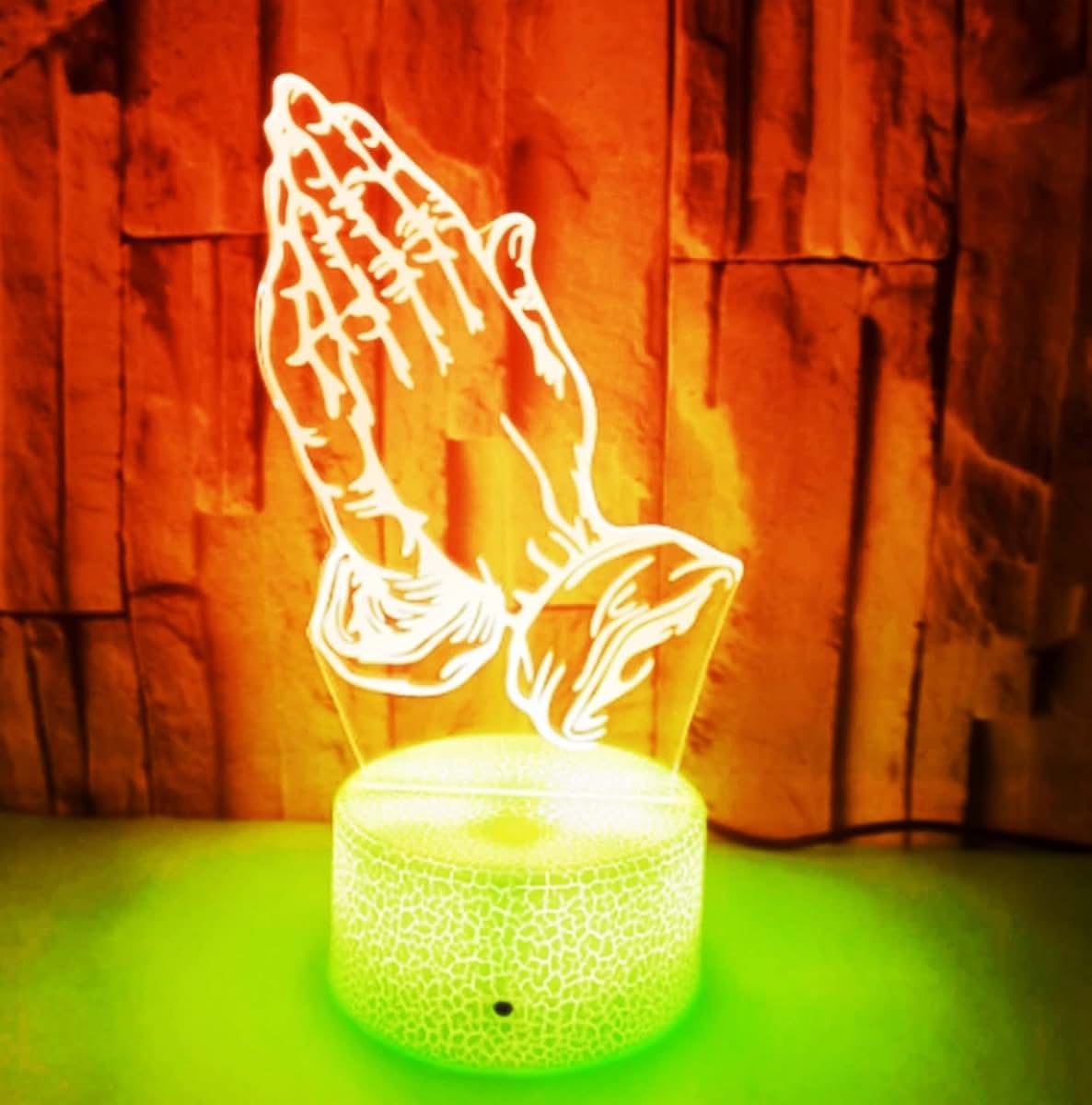 Jinnwell 3D Pray Hand Night Light Lamp Illusion 7 Color Changing Touch Switch (photo 4)