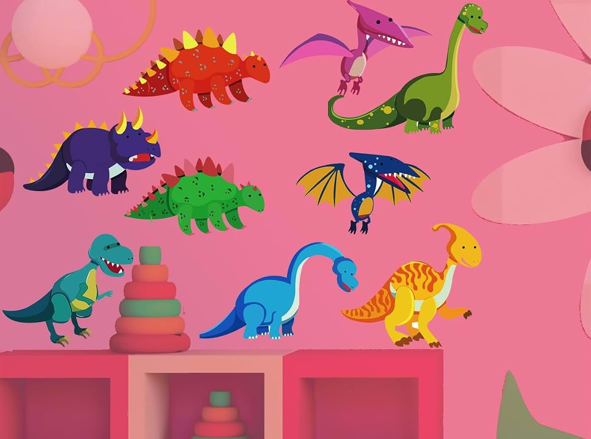 Dekosh Dinosaur Wall Decals for Nursery Decor | Peel & Stick Sticker Set