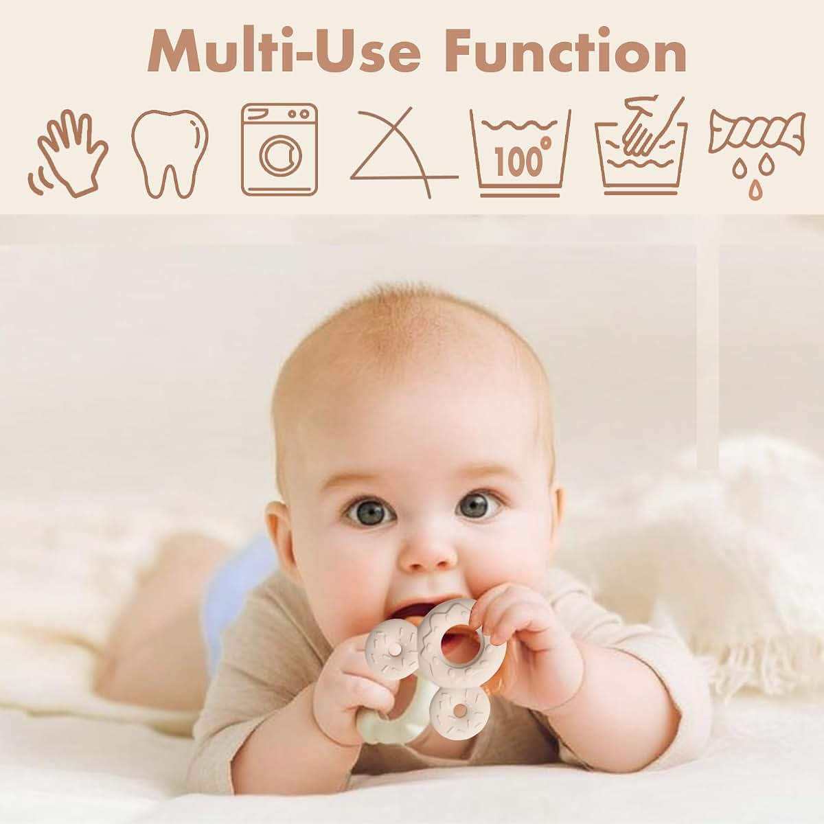 Coorobin 6-Pack Cotton Drool Bibs with Detachable Silicone Teethers