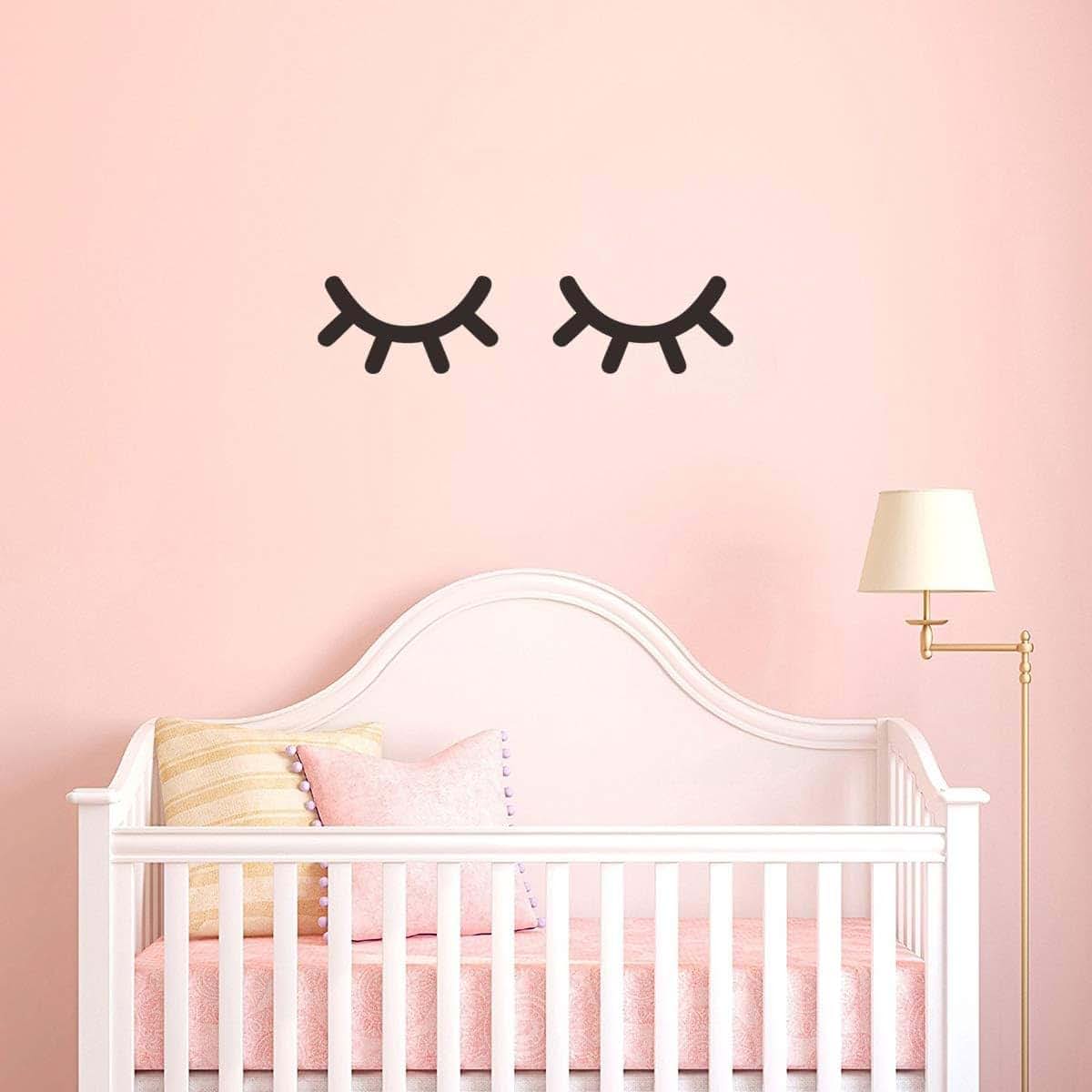 Sleepy Eyes Wooden Eyelash Wall Decals for Nursery and Bedroom Art