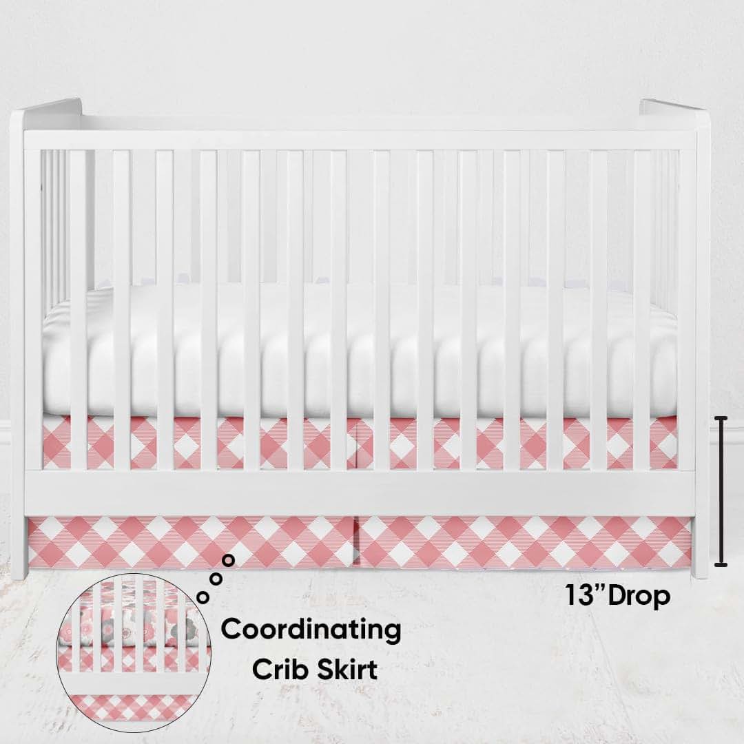 Bacati Watercolor Flowers 10-Piece Crib Bedding Set In Coral And Gray (photo 4)