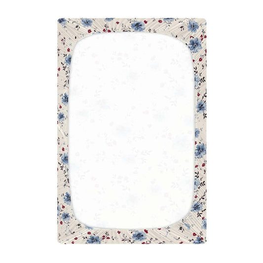 Innewgogo Vintage Blue Floral Fitted Crib Sheet For Pack And Play