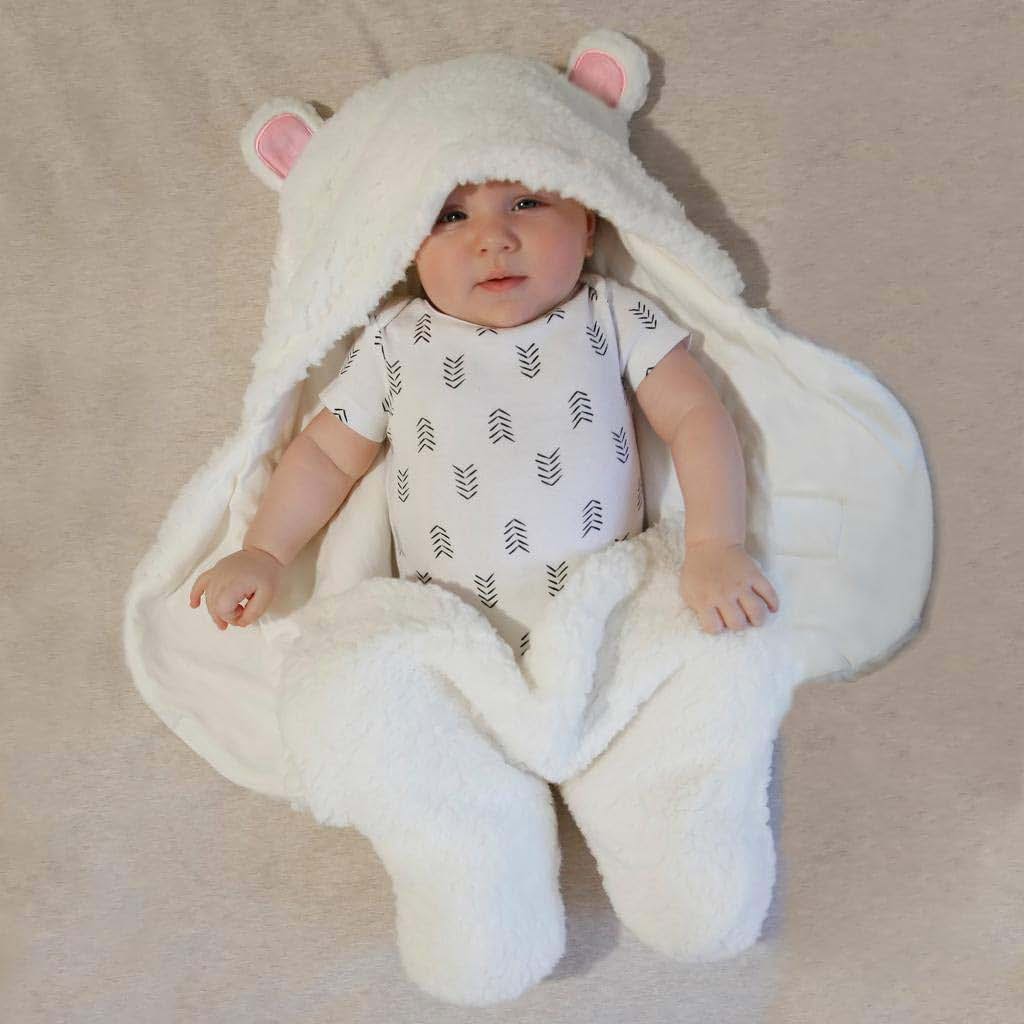Jam Naturals Cute Bear Newborn Swaddle With Organic Cotton Lining