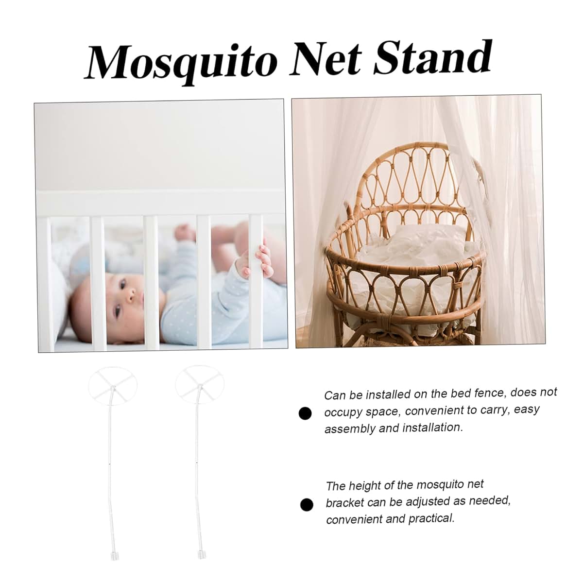 Crib Mosquito Net Canopy Holder Stand | Steel Support System