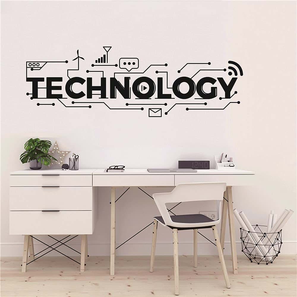 YOYOYU ART HOME DECOR Technology Circuit Pattern Wall Decal, Office Study Tech Theme Wall Sticker