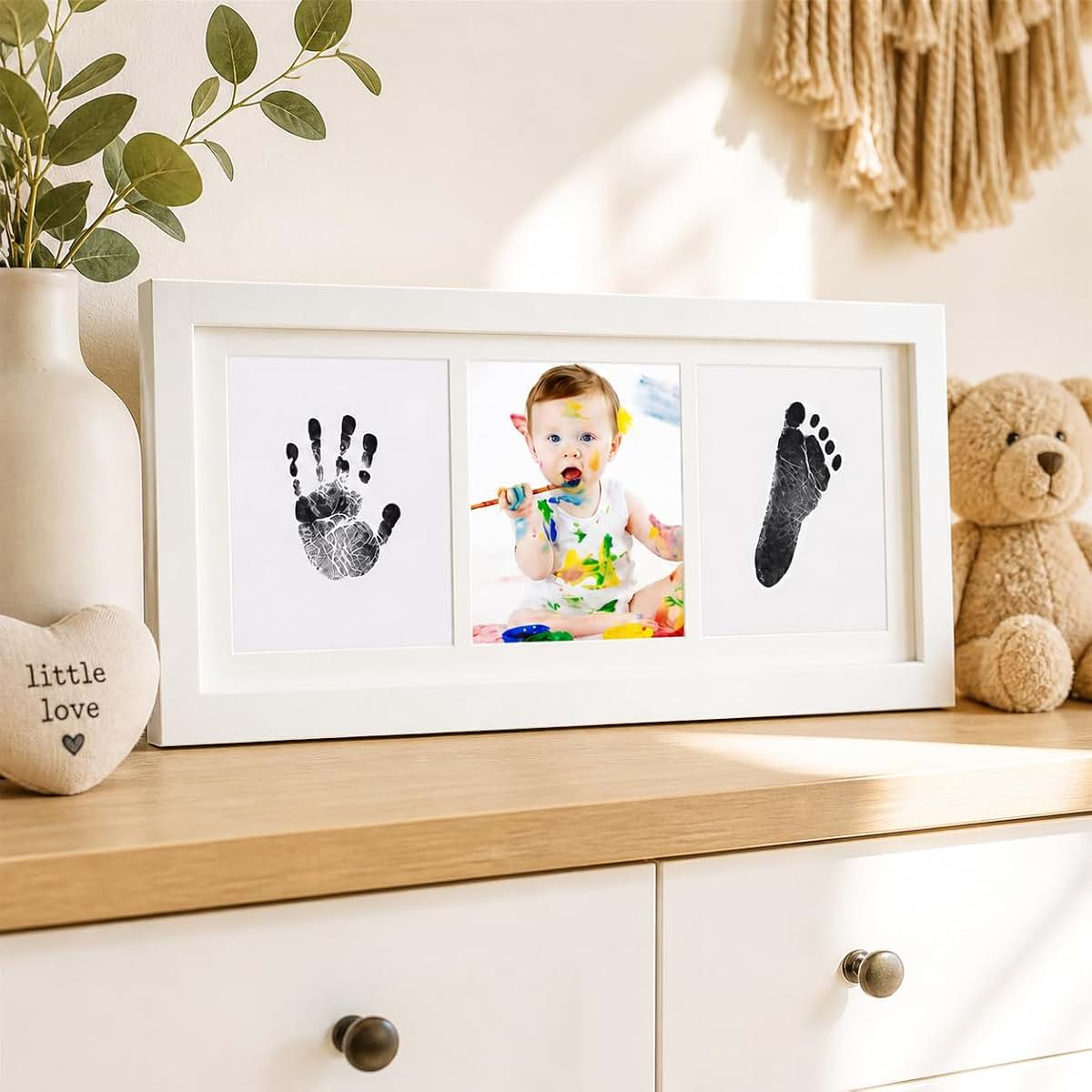 BIZ UK Inkless Baby Hand and Footprint Kit with Display Frame for Newborn Keepsakes