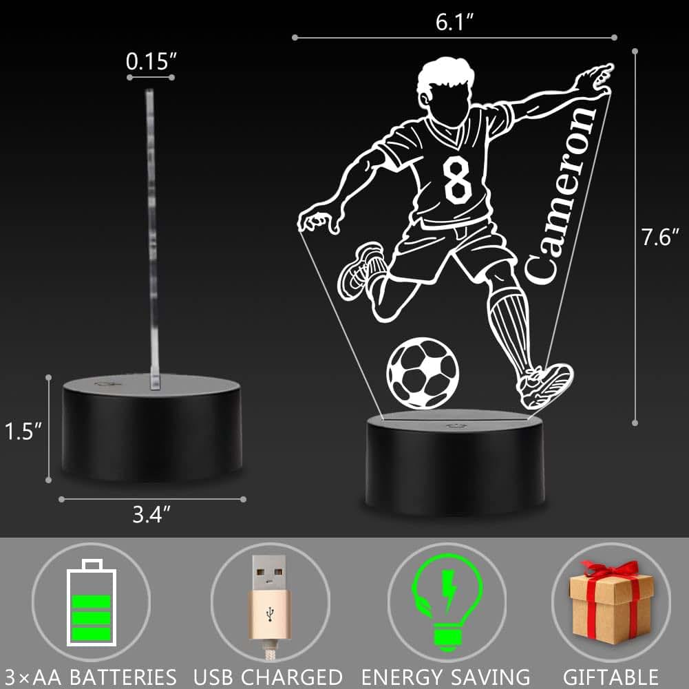 CTMade Personalized Soccer Table Light With Custom Name (photo 4)