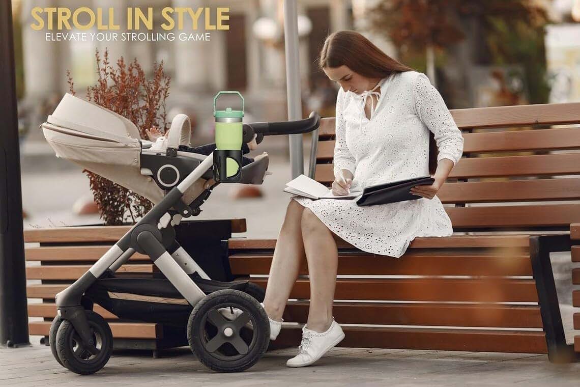 Cup Holder Compatible With Cybex Stroller - 360 Degree Rotatable Gray