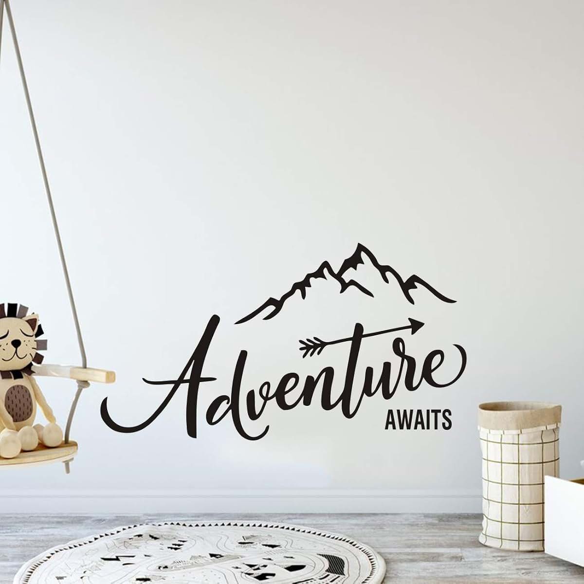 JURUOXIN Adventure Begins Mountain Wall Sticker Black Vinyl Decor