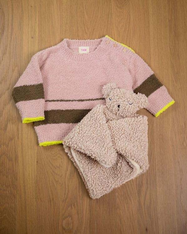7 AM Enfant Lovey Bear Security Blanket - Ultra Soft Cotton Cuddle Blanket for Baby, Oatmeal