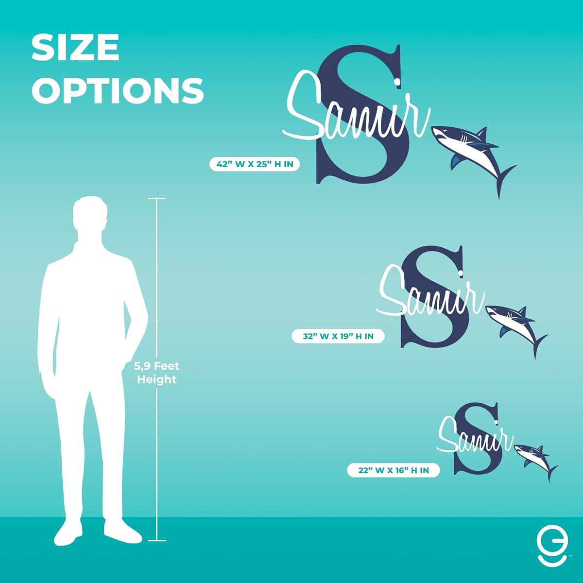 E-Graphic Design Inc Personalized Shark Wall Sticker With Custom Name And Initial