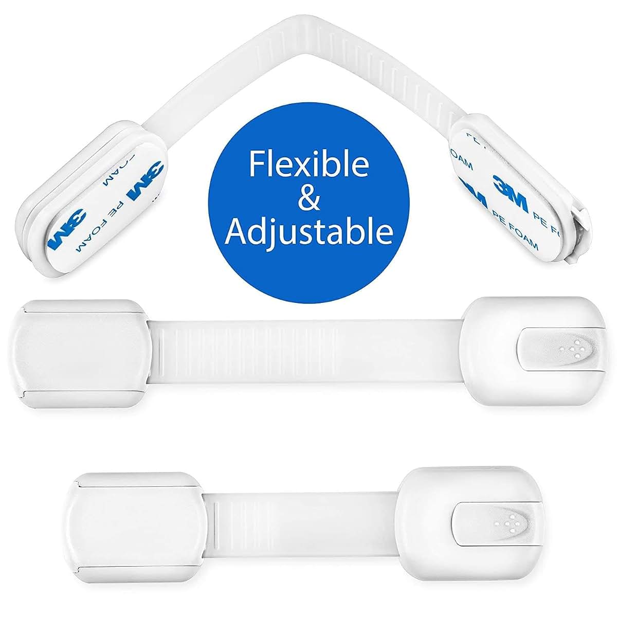 JJ MarketFlow Child Proof Cabinet Locks, 10-Pack Adhesive Safety Straps (photo 4)