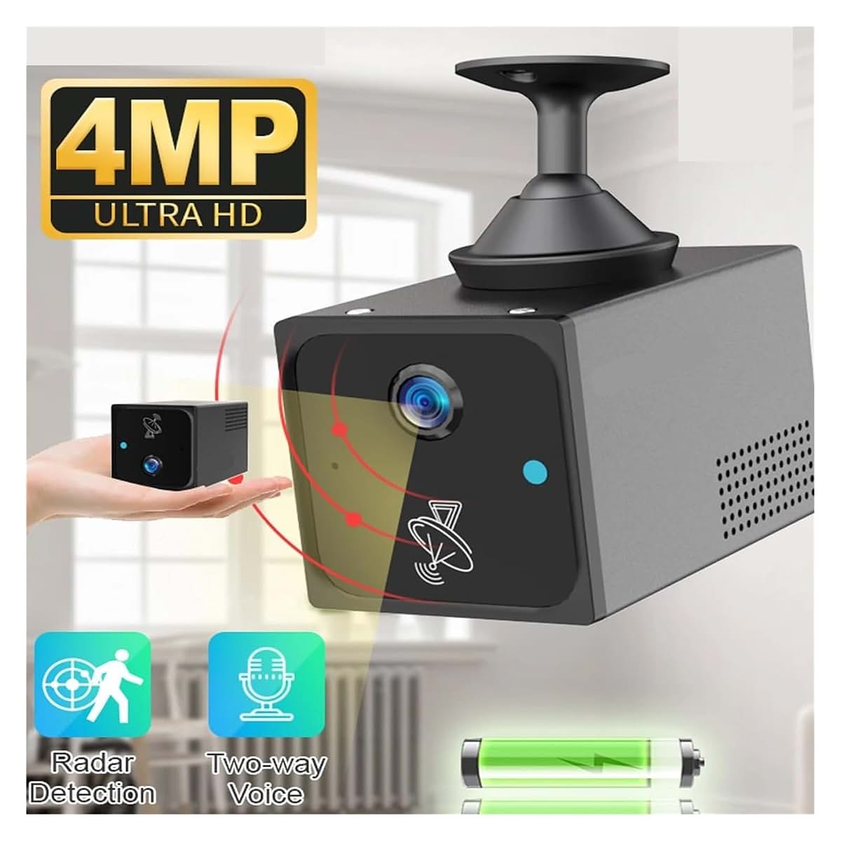 LNBBEQ 4MP 4G Sim Mini Camera WiFi Battery CCTV Security Baby Camera Intercom Radar Detection Surveillance IP Camera(4G (photo 4)
