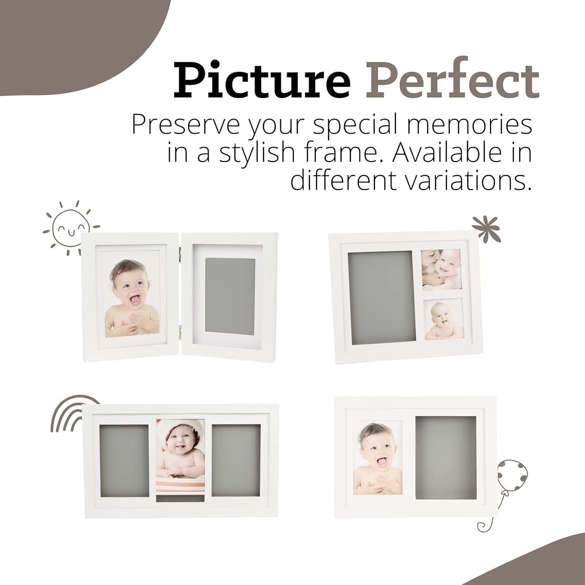 PLUSHIBLE Baby Hand And Footprint Kit, White Frame, Keepsake (photo 4)