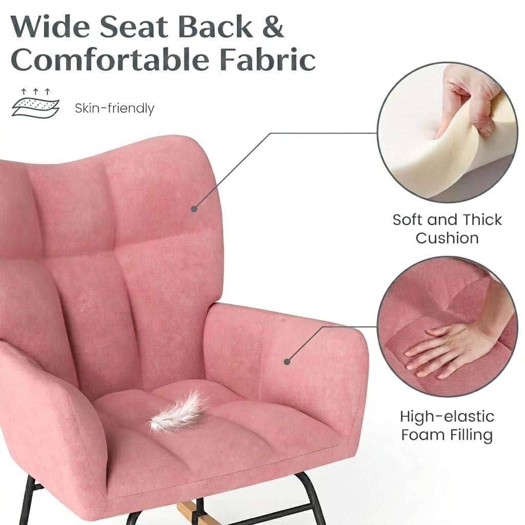 Skandiquip Nursery Rocking Chair with High Back, Pink