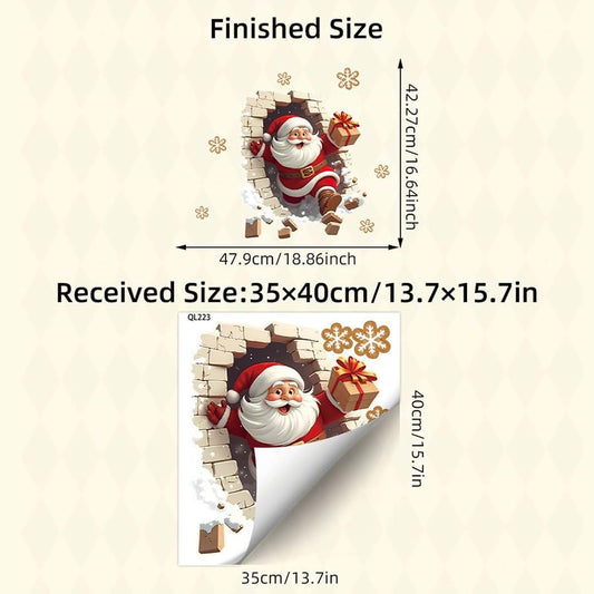 BabyOneStop Santa Claus 3D Wall Decals, Christmas Brick Wall Decoration