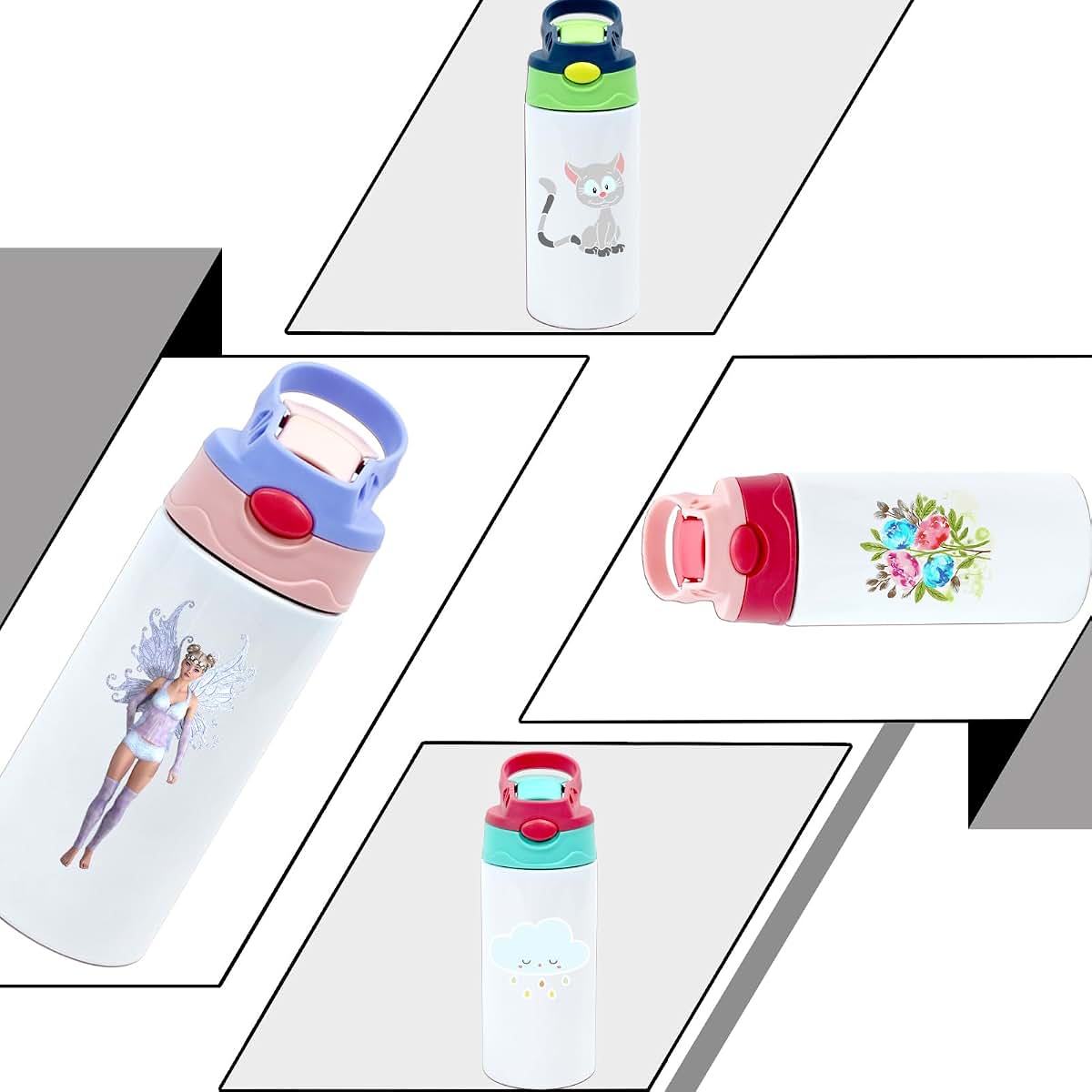 Maikesub 4-Piece 12oz Sublimation Stainless Steel Tumbler Set With Assorted Lids