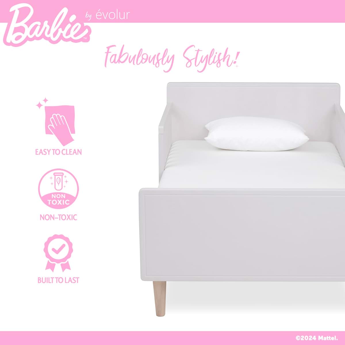 Evolur Barbie Los Altos Wooden Toddler Bed, Lavender Sky (photo 4)