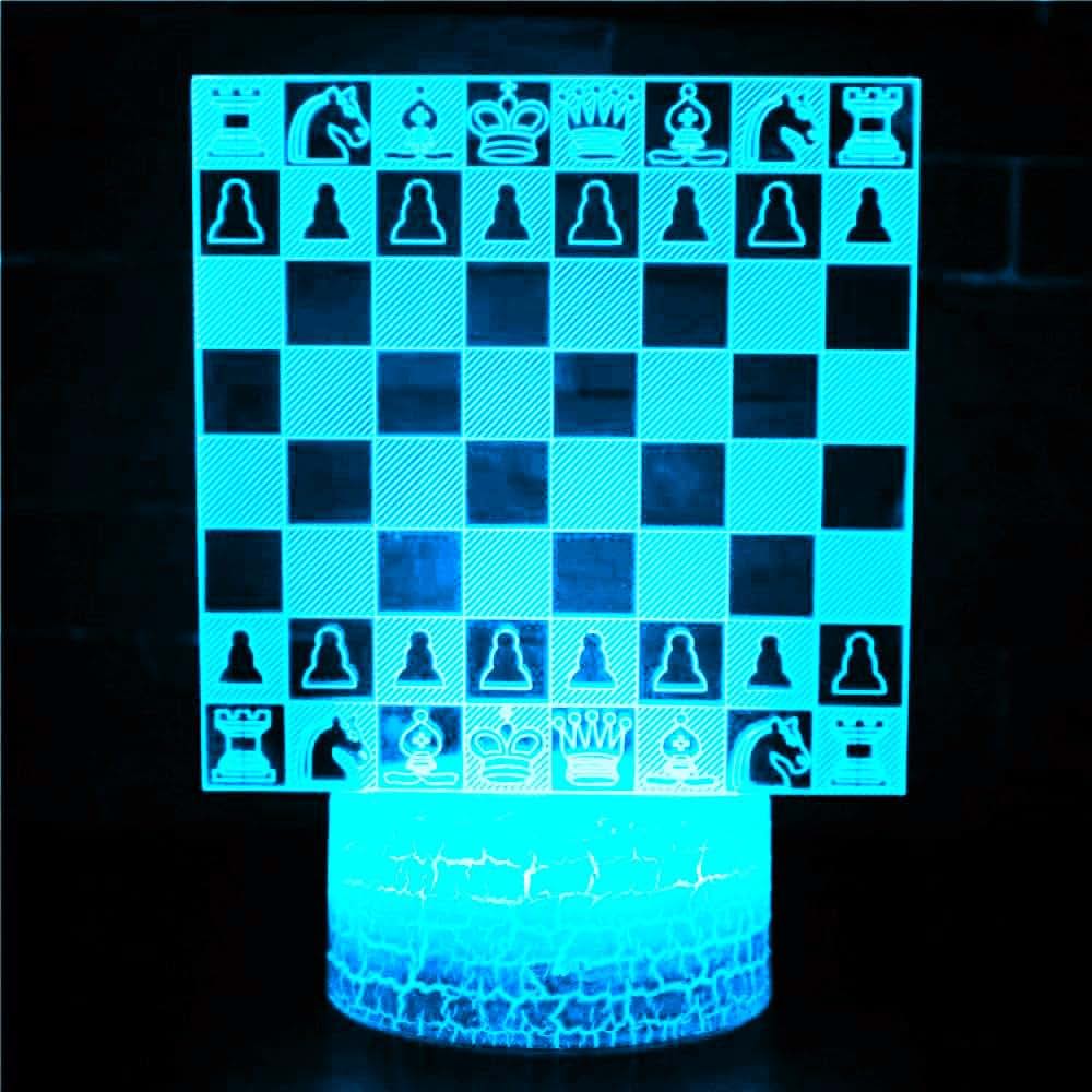 Jinnwell 3D Chess Night Light Lamp, 16 Color Changing Touch Control with USB Cable