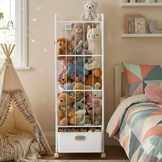 Puppiluv Stuffed Animal Storage Metal Toy Organizer With Wheels
